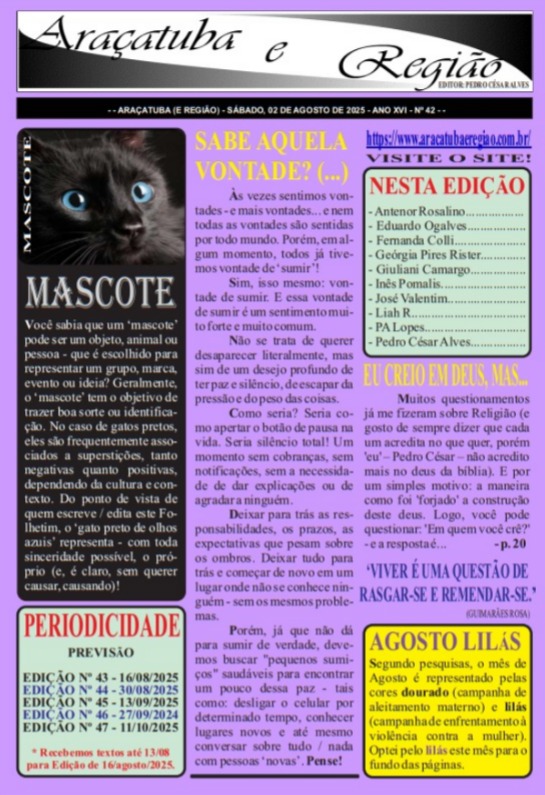 ARAÇATUBA E REGIÃO Nº 42 - 02/08 