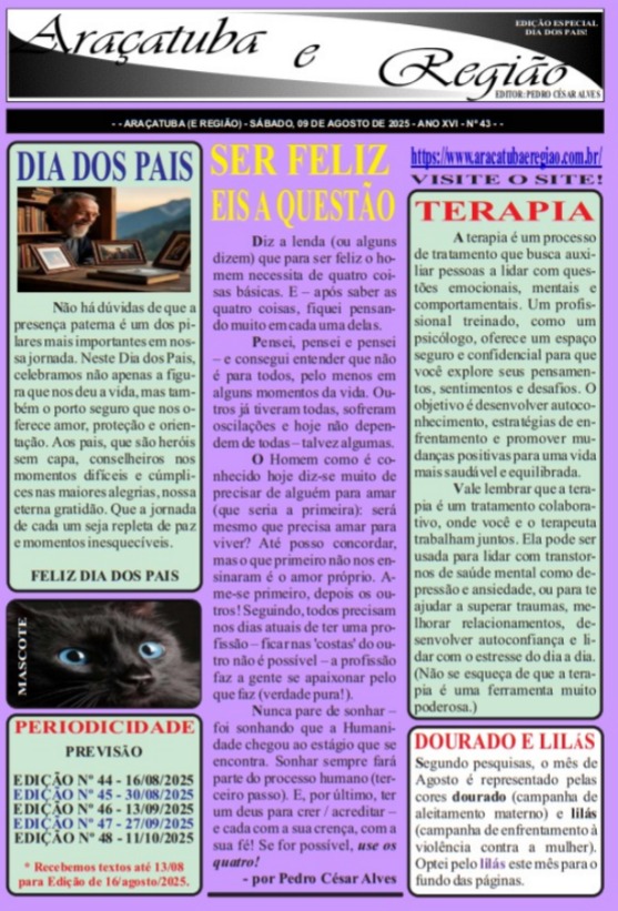ARAÇATUBA E REGIÃO Nº 43 - 09/08 