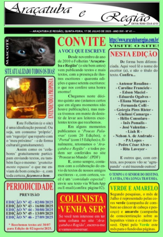 ARAÇATUBA E REGIÃO Nº 41 - (17/07)