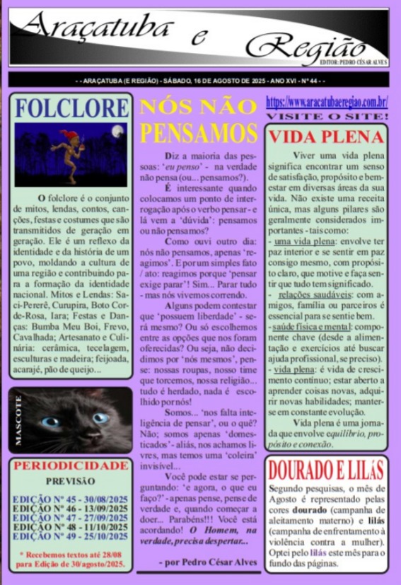 ARAÇATUBA E REGIÃO Nº 44 - 16/08 